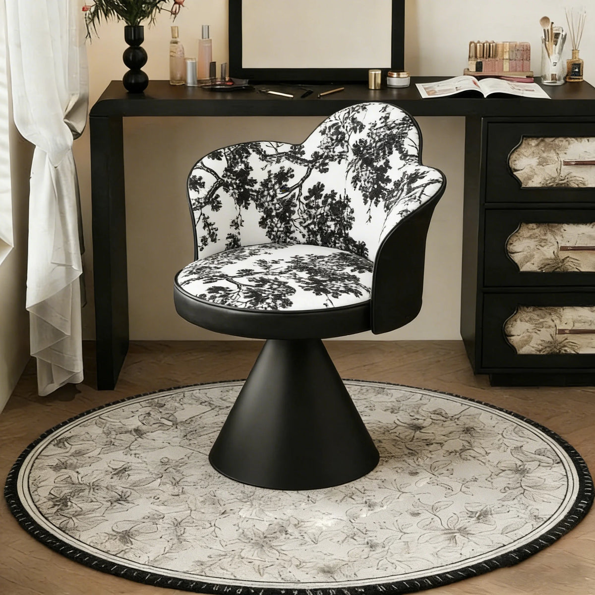 Pink Black Vanity Stool Make Up Dining Beauty Design Vanity Stool Cute Wooden Silla Tocador Maquillaje Girls Bedroom Furniture