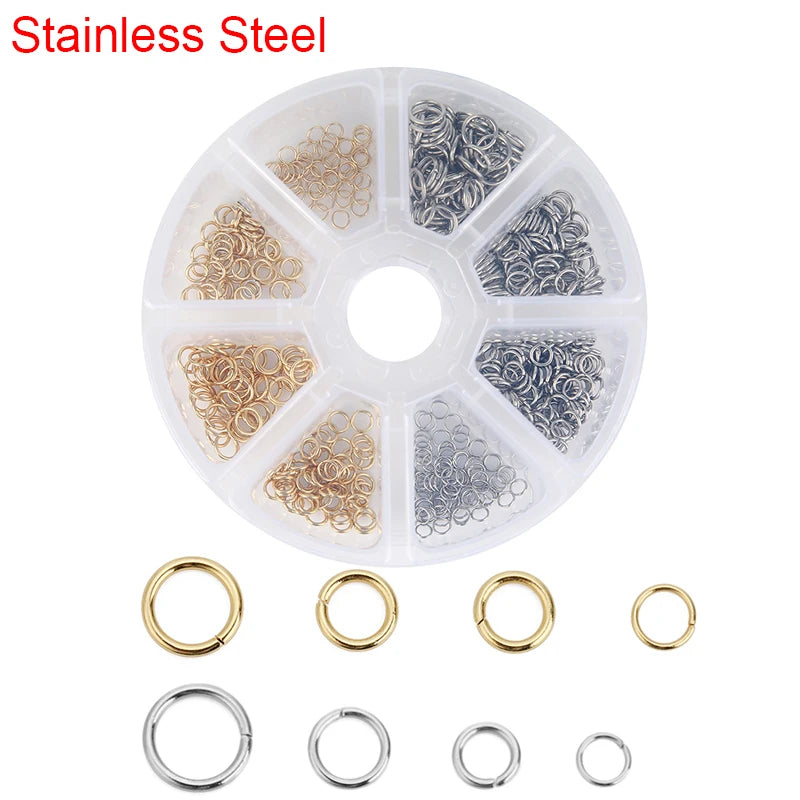 Stainless Steel  Jewelry Making Kit Set Box  Jump Rings Lobster Clasps End Crimp Bead Cover ForSupplies Diy Necklace Accessories