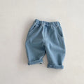 1-5Y Kid's Jeans Loose Solid Boys Denim Pants Patchwork Pocket Girls Straight Trousers Casual Kids Outdoor Pants