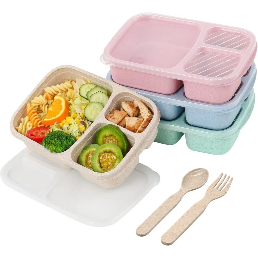 1 Bento Box Lunch Box for Kids and Adults Reusable Food Storage Container 3 Compartment Lunch Box for School Work and Travel