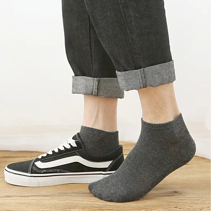 10 Pairs/Lot Men's Breathable Cotton Socks Hot Selling Low Tube Solid Color Comfortable Simple Fashion Gifts Male Ankle Sock