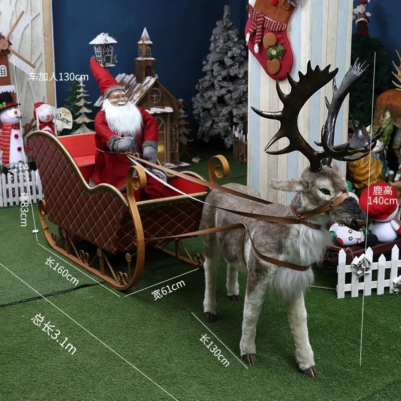 Klassische Weihnachtsmann-Schlitten-Dekoration mit Rentieren