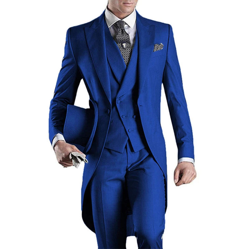 Latest Formal Wedding Men Suits Long Blazer 3 Piece Groom Tuxedo Classic Prom Party Male Suit Fashion Set Jacket with Pants Vest