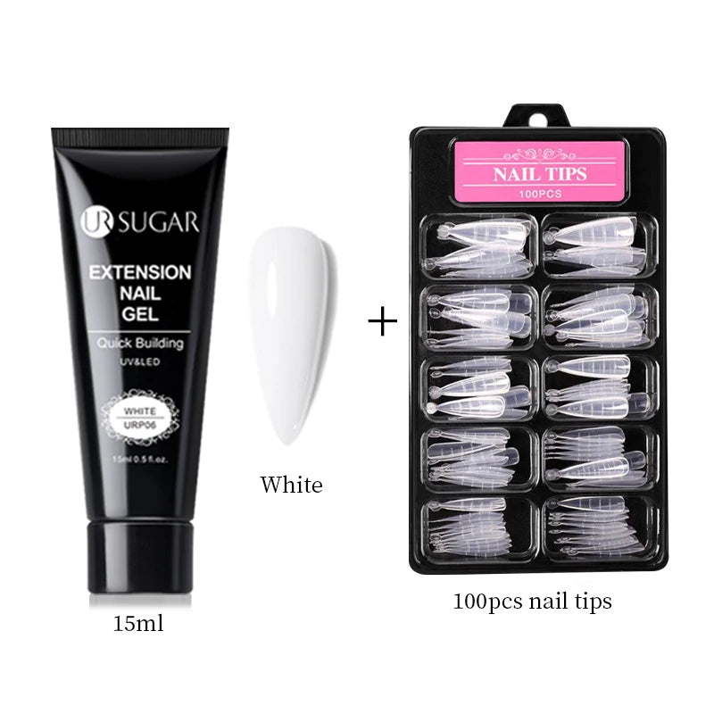 UR SUGAR 15ml Nail Extension Gel Set Acrylic Quick Building Hard Gel For Finger Prolong Form Tips Manicure Extension Tool Kits