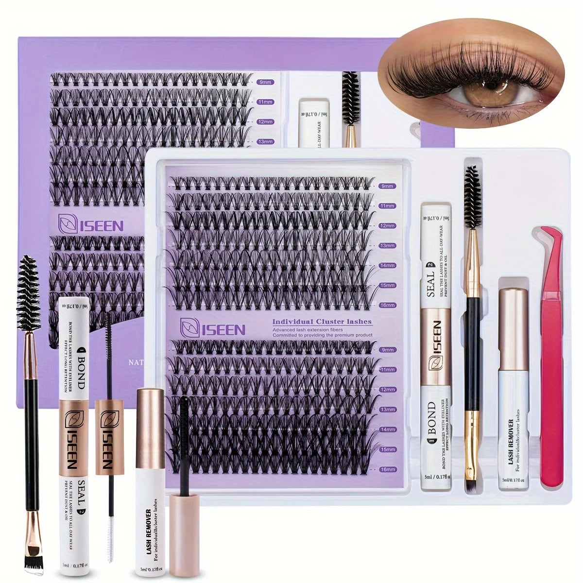 Lash Clusters Kit Eyelash Clusters Manga Fairy Individual Lashes Wispy Cluster Eyelash Extensions with Bond & Seal Lash Tweezer