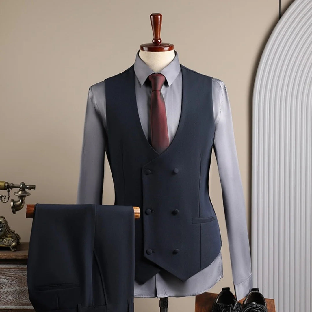 Men's Suits Complete Men's Suits 3‑Piece Outfit Set Elegant Wrinkle‑Resistant Well‑Tailored For Wedding Business Meetings