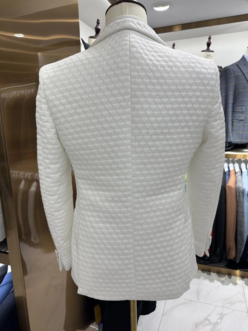 Mens Three Piece Jacquard Suit Set, Real Images Fully Lined High-End Wedding Groom Wear Jacket Vest Pants Set Party Wear for Men