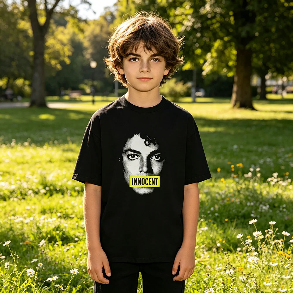 Kids Michael Jackson T-Shirt - Multiple Sizes Available Streetwear Casual Top with Innocent Portrait Design for Boys And Girls