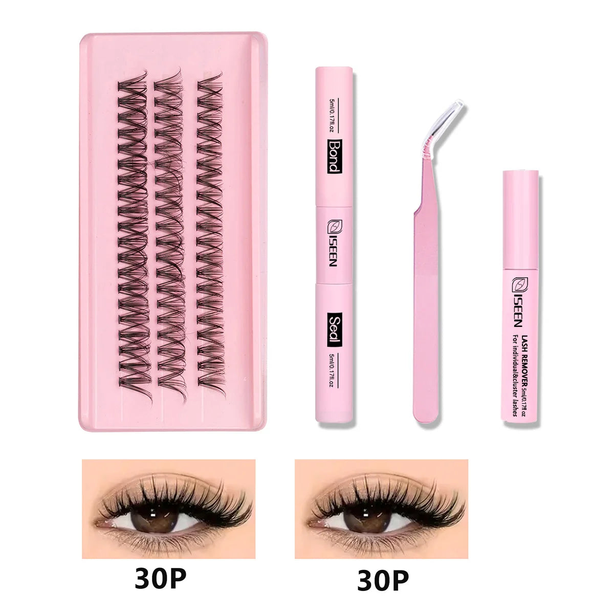 Lash Clusters Kit Eyelash Clusters Manga Fairy Individual Lashes Wispy Cluster Eyelash Extensions with Bond & Seal Lash Tweezer
