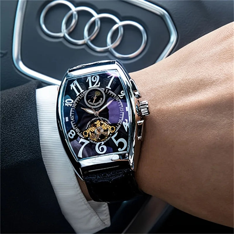 Luxurious and High-End Light Luxury Watch for Men, Fully Automatic Mechanical Watch with Hollow Design, Fashionable Business Casual Niche Versatile Stylish Trendy Men's Wristwatch, Best-Selling Watch, Top Choice for Men's Gif