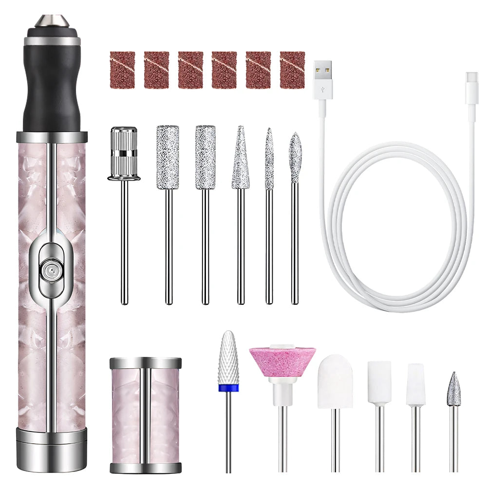 Professional Manicure Pedicure Kit, Cordless Rechargeable Nail Set for Manicure Polishing, Shaping and Gel Removal at Home Salon