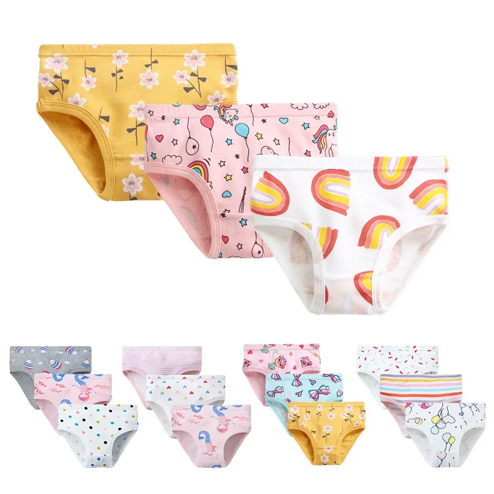 Baby Girls Panties 3pcs Per Pack Cotton Student Kids Cute Underwear Teen Panties Young Puberty Girls Underpant