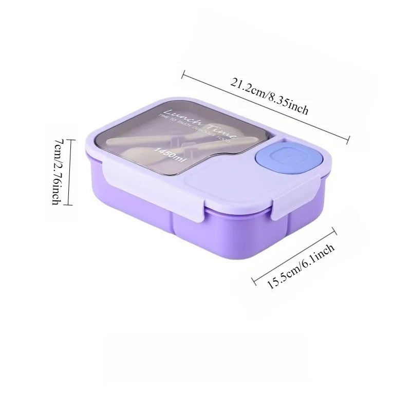 Bento Box-Portable lunch box with built-in tableware and sauce box, square meal reserve box for school, office and travel