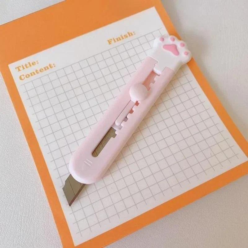 Mini Cute Cat Paw Utility Knife Lovely Cat Paw Kawaii Open Box Cutter Letter Envelope Opener Mail Knife School Office Supplies