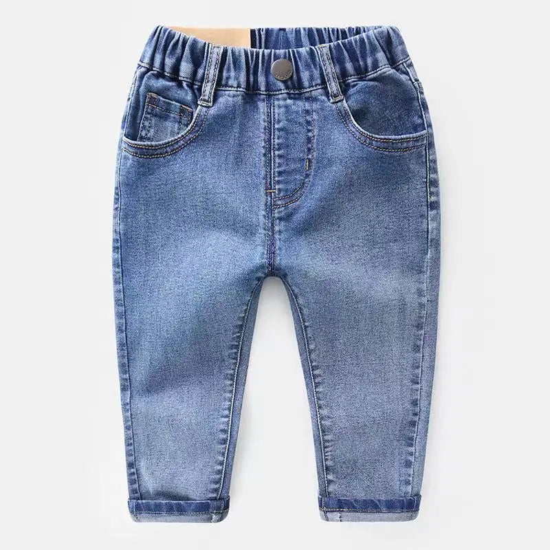Kids Boys Jeans 2023 Spring And Autumn New Fashionable Elastic Children's Clothing Boys Loose Thin Denim Long Pants
