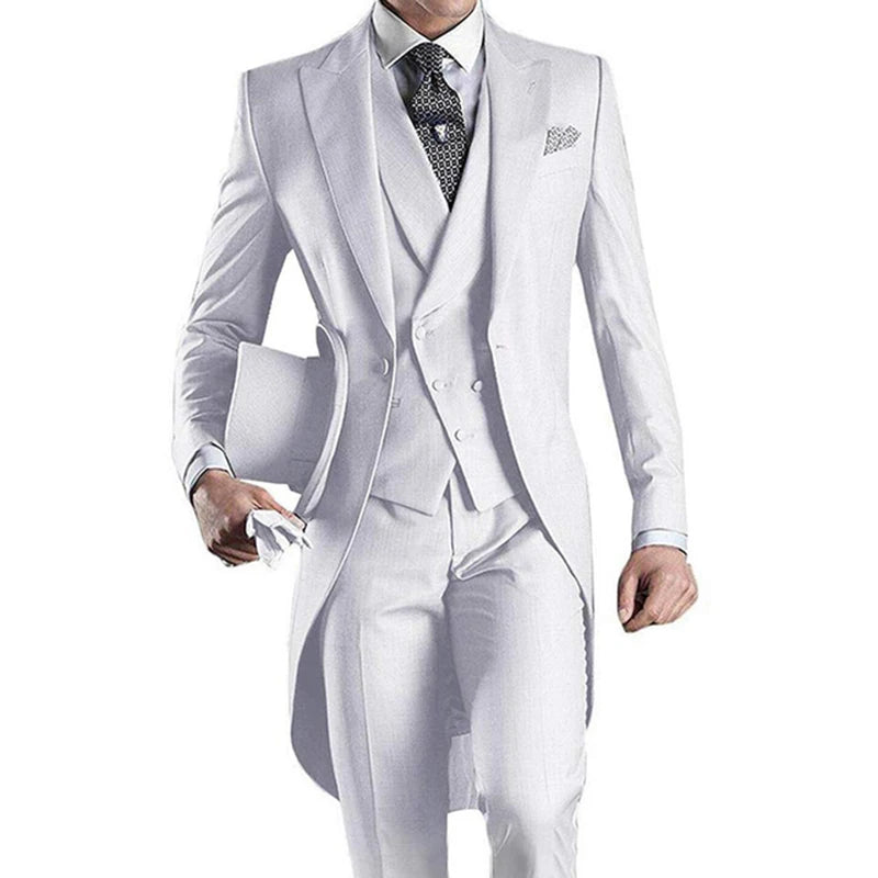 Latest Formal Wedding Men Suits Long Blazer 3 Piece Groom Tuxedo Classic Prom Party Male Suit Fashion Set Jacket with Pants Vest