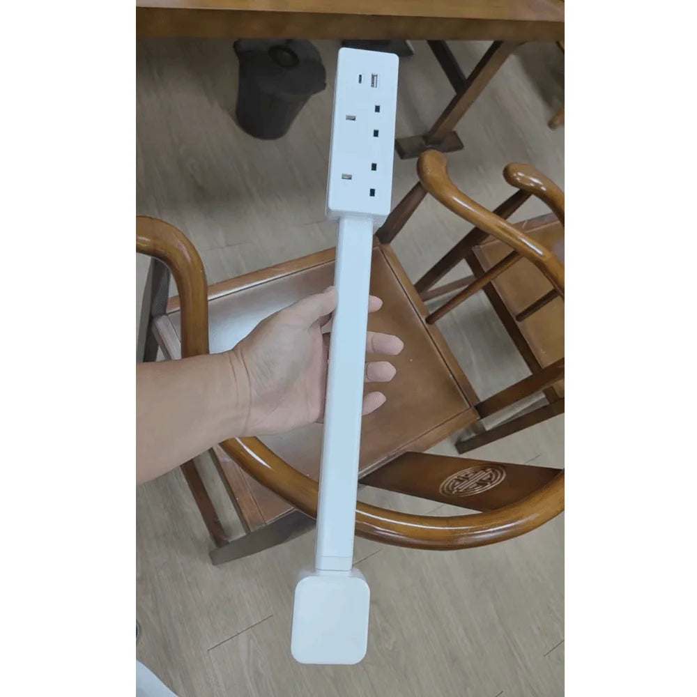 Rotates 180° Electrical Outlet Extender Adjustable Length White Power Socket Expander Punch-free Power Outlets Extender