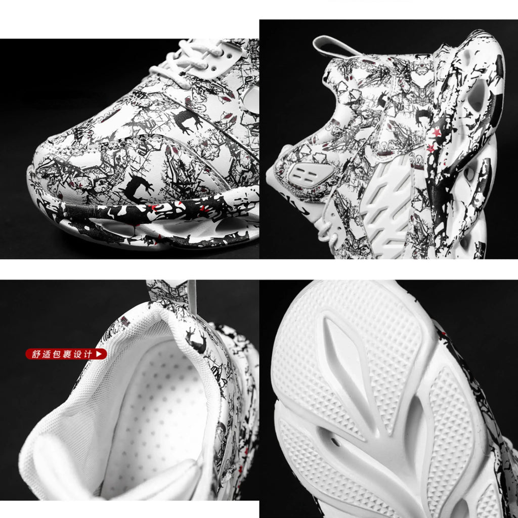 Chunky Male Sneakers Platform Men Shoes Trend Breathable Casual Shoes Light Running Shoes for Men 2025 New Print Tenis Masculino