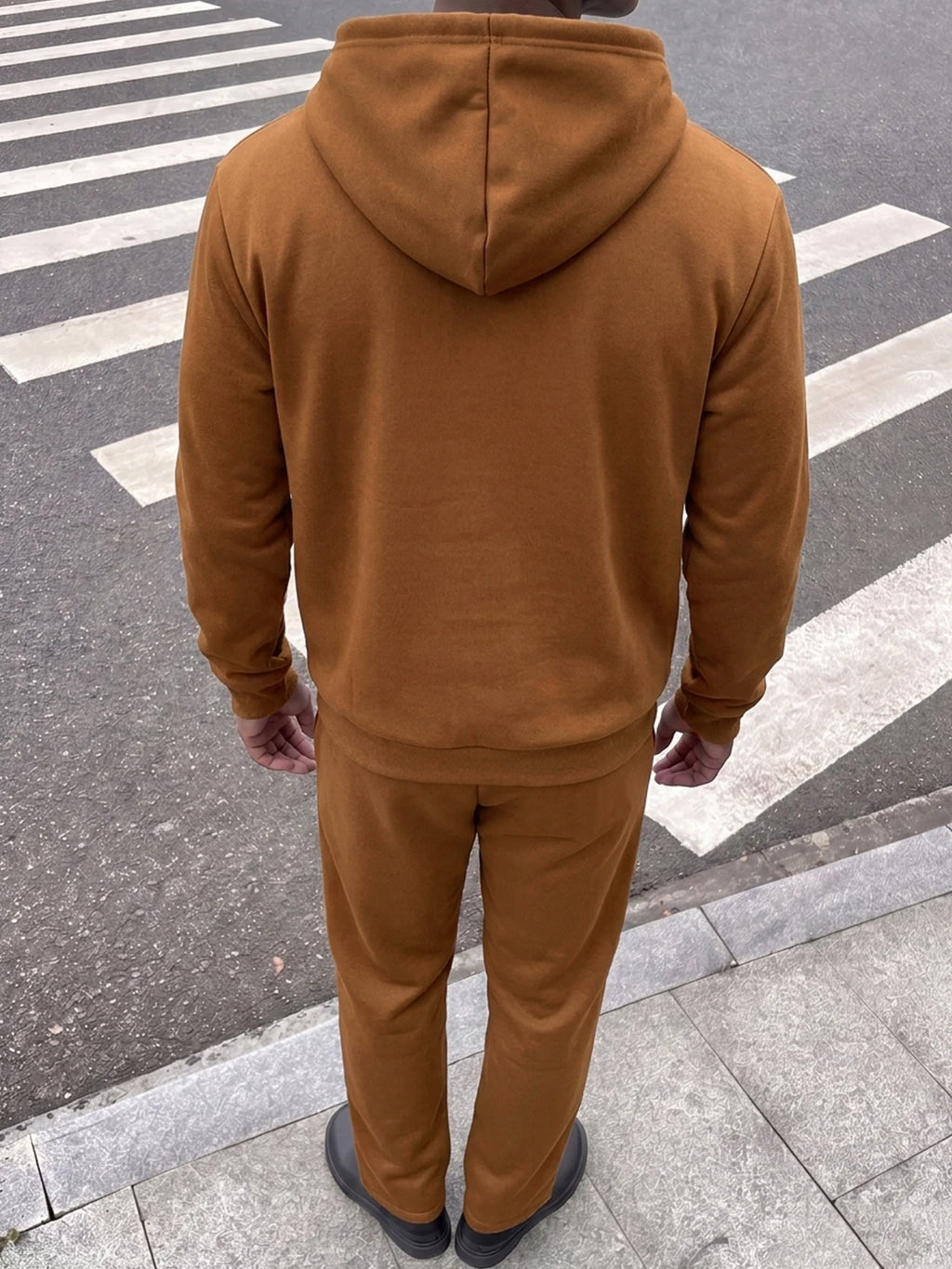 Men 2 Piece Tracksuit Set Full Zip Hooded Sweatshirt + Straight Drawstring Pants Casual Sports Outfit