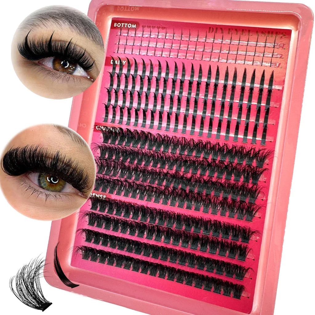 Manga Lashes 80D/100D Eyelash Clusters With Bottom & Spikes Volume DIY Clusters Wisy Anime Eyelash Individual Lash Extensions