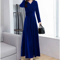 Golden Velvet Dress For Women Spring Autumn New Fashion Sexy V-Neck Long Sleeve Dress Lady Party Evening Dresses Long Vestidos