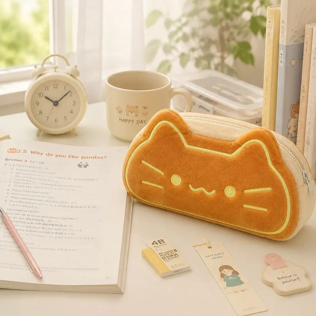 Kawaii Katzen-Federmäppchen aus Plüsch