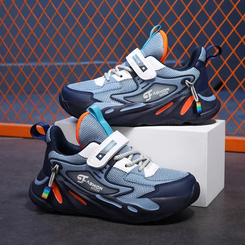Kid Sneakers Sport Shoes for Boys Fashion Leather Children Breathable Mesh Comfort Shoes Casual Walking Outdoor Running Shoes
