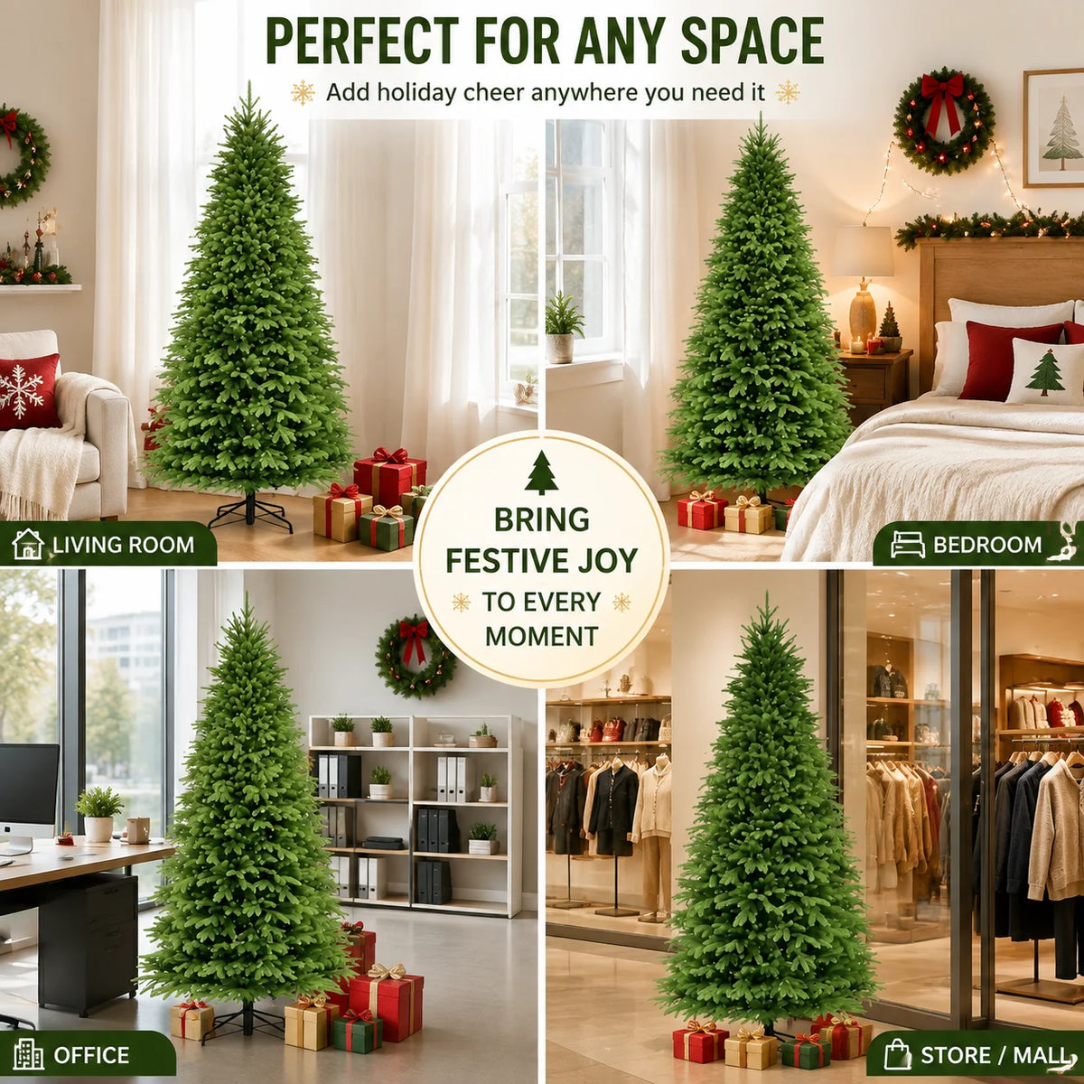 👉 Königlicher Full-PE Weihnachtsbaum – 100% Real-Touch Luxus