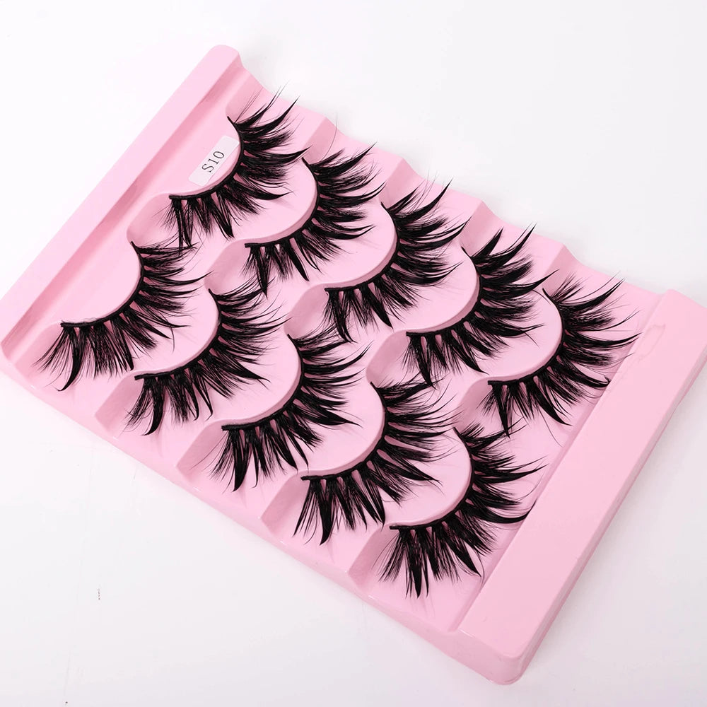 Yiernuo 1/5 Pairs Cosplay Anime Eyelashes Manga Lashes Dramatic Fairy Clusters Lashes Wet Look Lashes