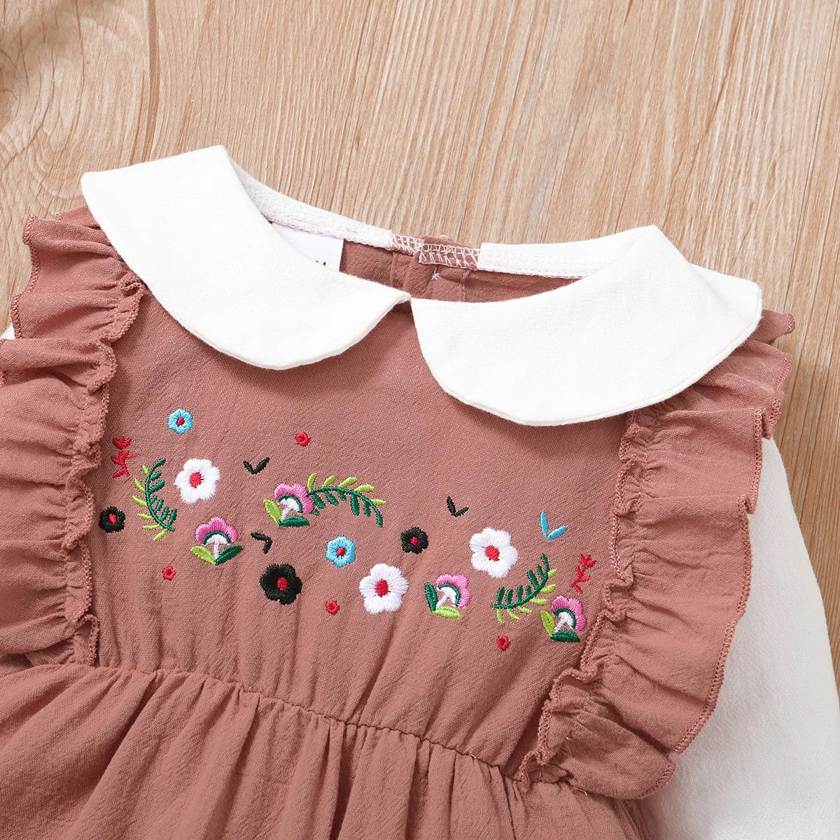 Newborn Baby 'Pure Cotton Flower Pattern Color Blocked Comfortable Long Sleeves Bodysuit 0-18 Month Female Baby Crawling Suit