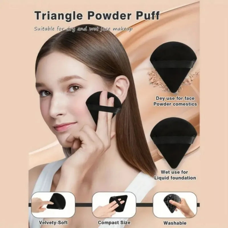 19pcs makeup tool set, including 13pcs soft makeup brushes, 3 triangular powder puffs, and 3 droplet shaped beauty eggs