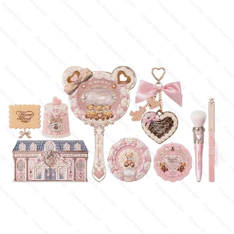 FLOWER KNOWS Sweet Treats Full Face Set Makeup Gift Set All In Shimmer Eye Shadow Palette Blush Powder Lip Jelly Gift Box