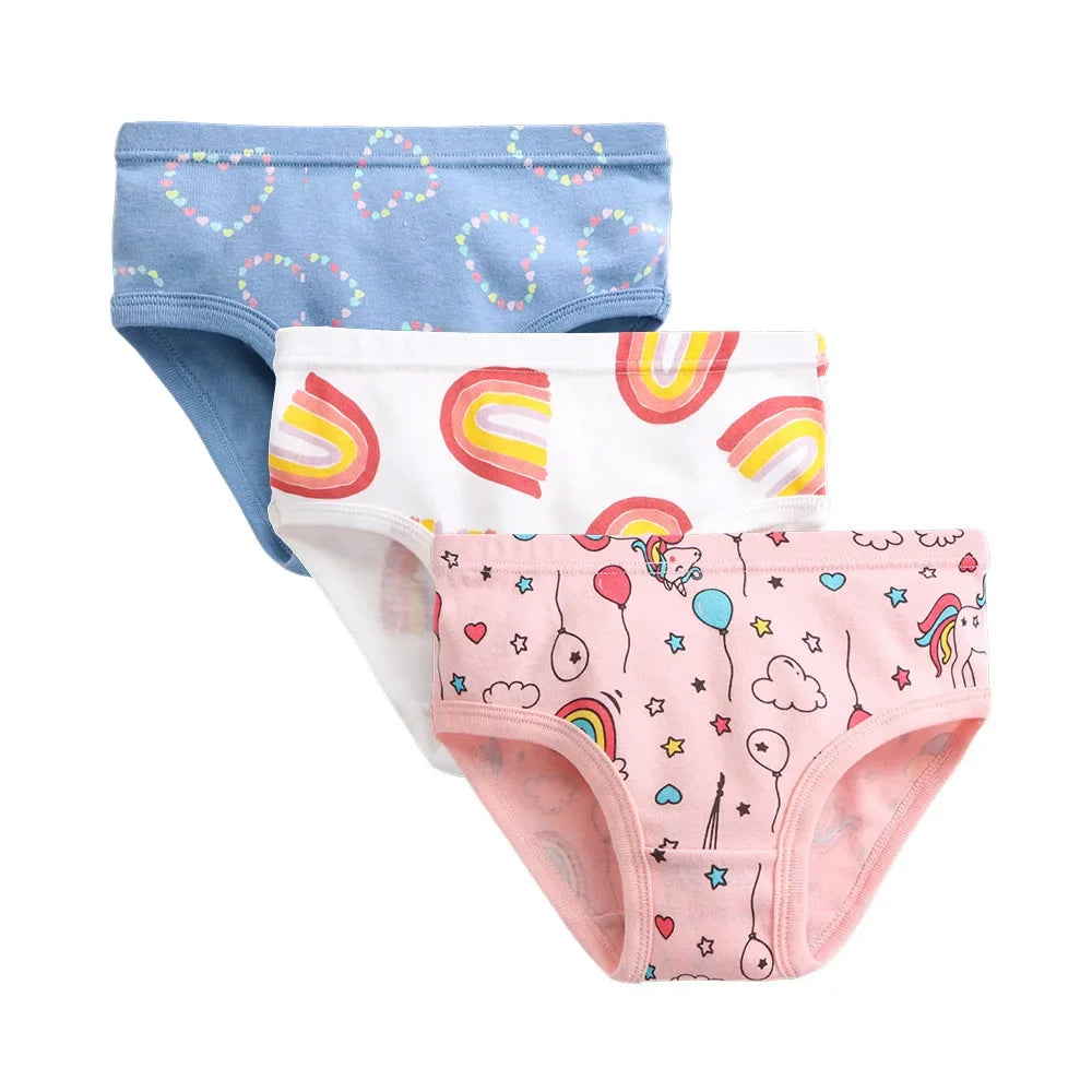 Baby Girls Panties 3pcs Per Pack Cotton Student Kids Cute Underwear Teen Panties Young Puberty Girls Underpant