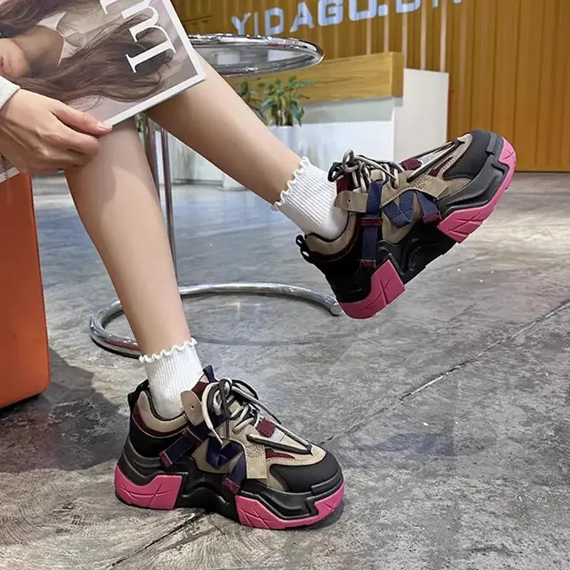 Sneakers Woman Footwear High on Platform Athletic Sports Spring Autumn Shoes for Women Trends 2025 Deals Korean New Casual Light