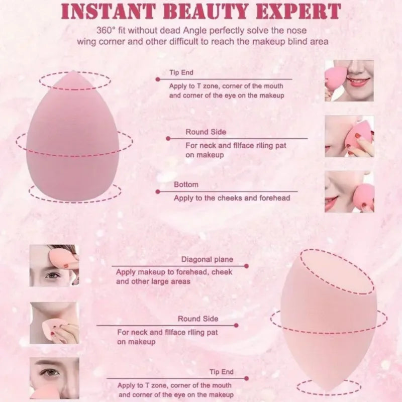 8pcs multi-color long tube makeup brush set +4pcs pink boxed beauty eggs +1pc pink storage bag,Suitable as a gift for friends