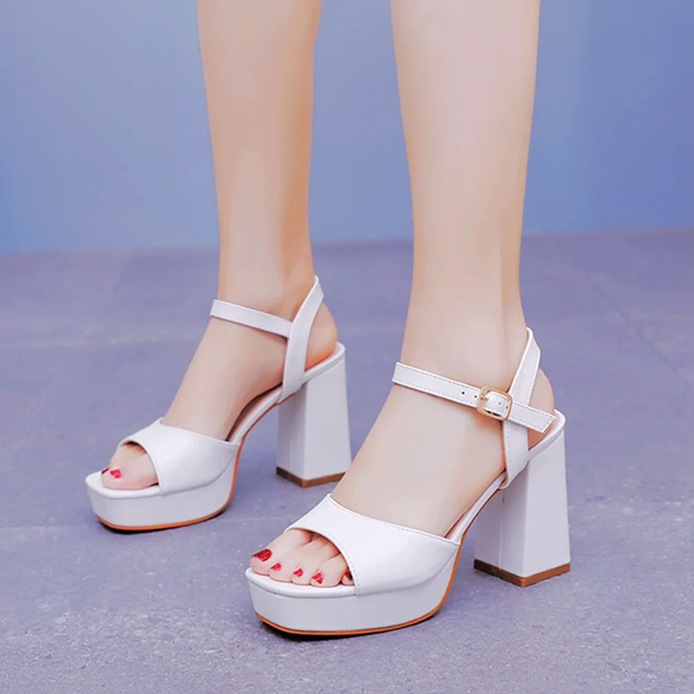Women Party Evening Wedding Shoes for Women Summer Fashion Women Platform Super High White Peep Toe Sandals Plus Size 34-42