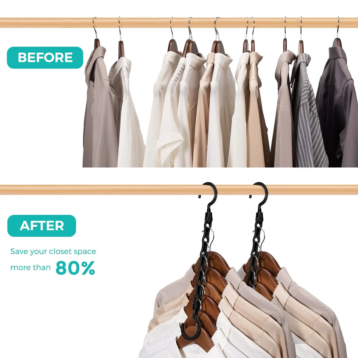 10 Pcs Space Saving Magic Hangers Sturdy Plastic Holder Heavy Clothes Organizer For Dorms Apartments Small Closet