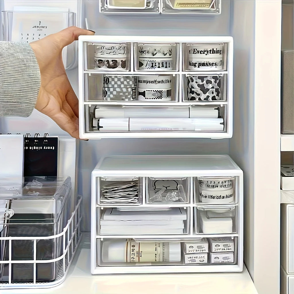 Schreibtisch-Organizer mit 6 Klarsicht-Schubladen