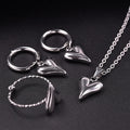 100% Stainless Steel Heart Jewelry Set For Women Accessories Cute Girl Supplies Love Earrings/Rings/Necklace Fashion Party Gift