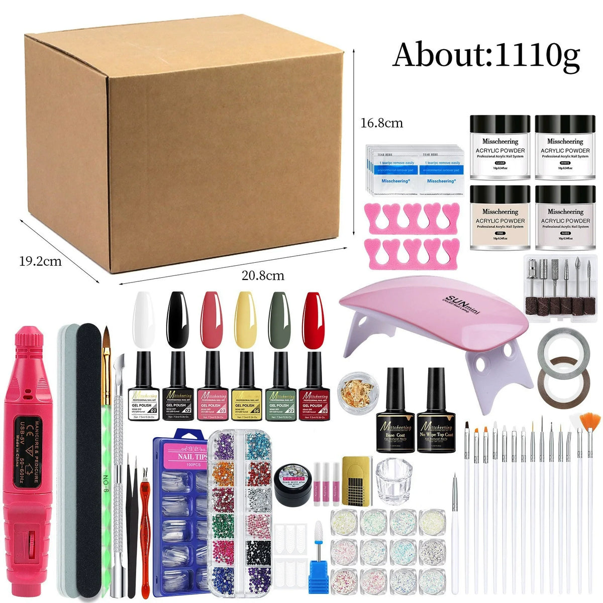 Professional 35Pcs Poly Extension Gel Nail Kit with 36W UV LED Lamp & Electric Nail Drill Machine Set Manicure Tools for Nail