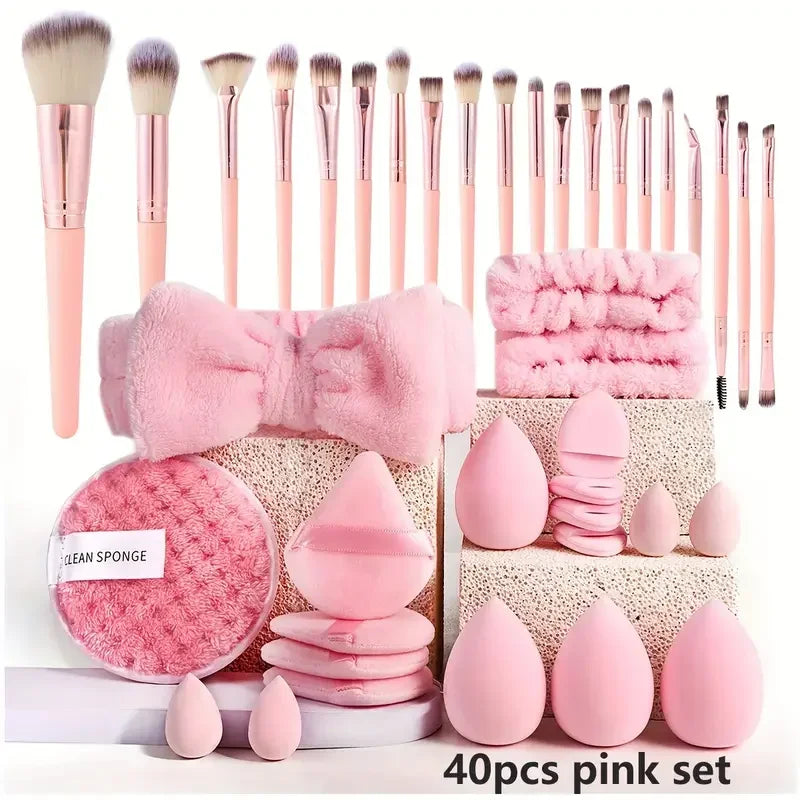 20/40 Pink Makeup kit Complete Makeup Brush Set, Big set includes Soft Brushes, Beauty Blender, Birthday Christmas New Year gift