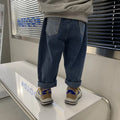 Children's Wide Leg Jeans Baby Boys Girls Denim Pants Toddler Baggy Jeans Children's Clothing 2 To 8 Years Korean Kids Trousers