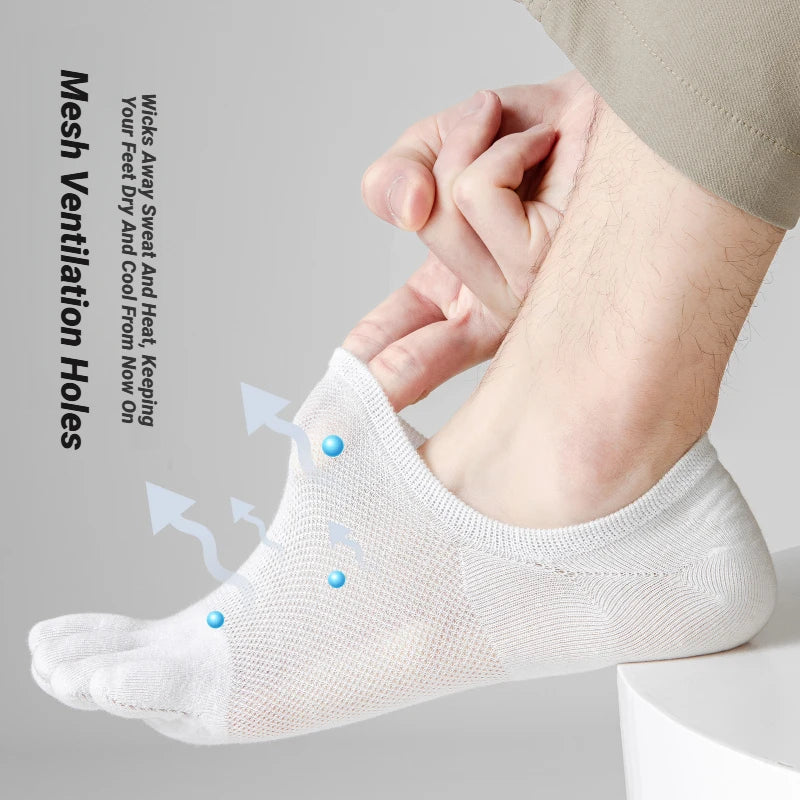 3 Pairs Lot Men's Socks Breathable Sweat Novelty Toe Fashion Casual Finger Boat Sock High Quality Sox For Male Comfortable