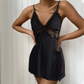 Night Wear Woman Sexy Suspend-Lace Low-Neck Nightdress Solid Color Breathable Sexy Night Lingeries Women Pajamas Dress Romantic