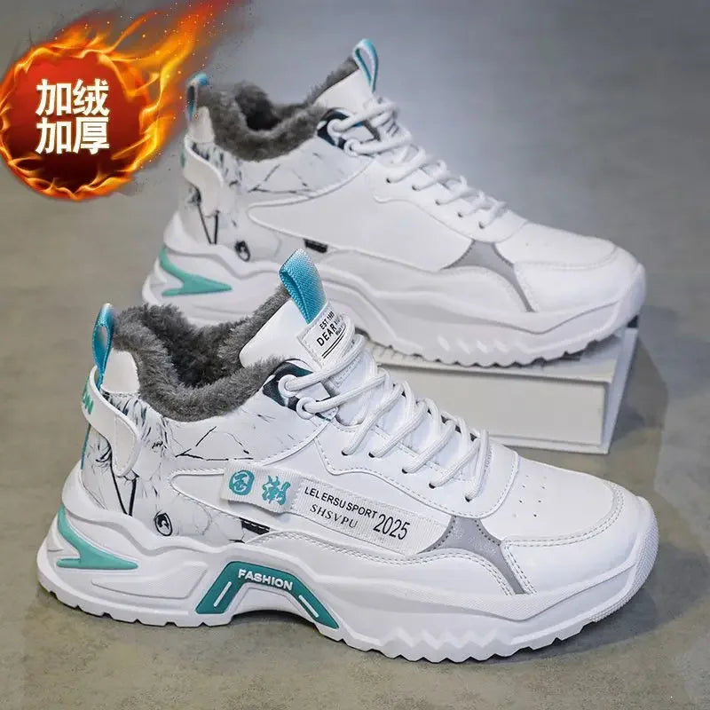 Men Sneakers Fashion New White Sports Shoes Anti Slip Comfort Male Students Trendy Running Thick Soled Lace Up Casual Shoes2025