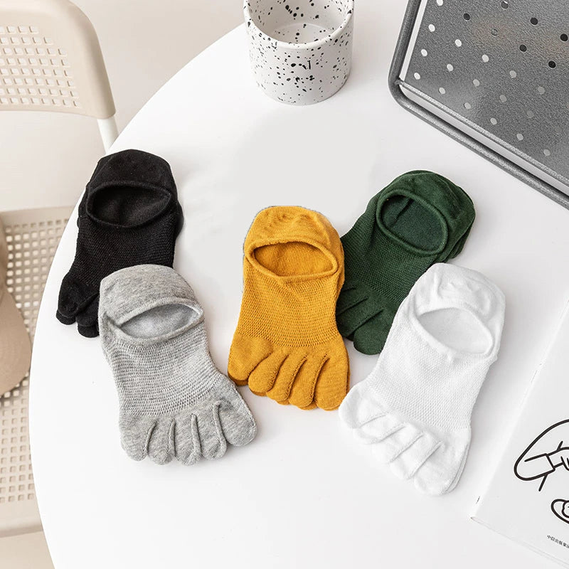 3 Pairs Lot Men's Socks Breathable Sweat Novelty Toe Fashion Casual Finger Boat Sock High Quality Sox For Male Comfortable