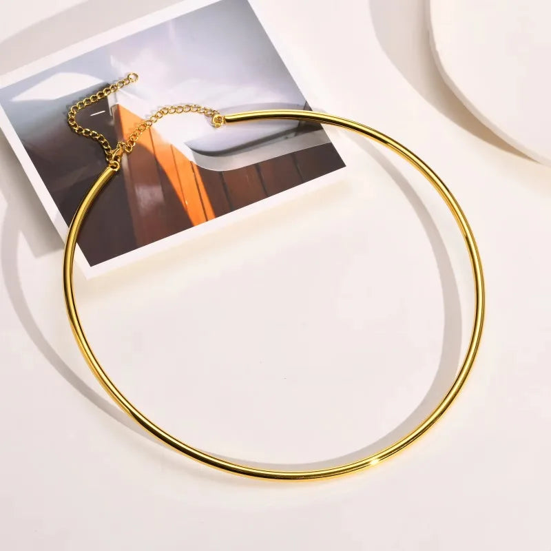 Gold And Silver Stainless Steel Necklace Collar 4mm Fashionable Jewelry Personalized Metal Collarbone Necklace Popular Accessory