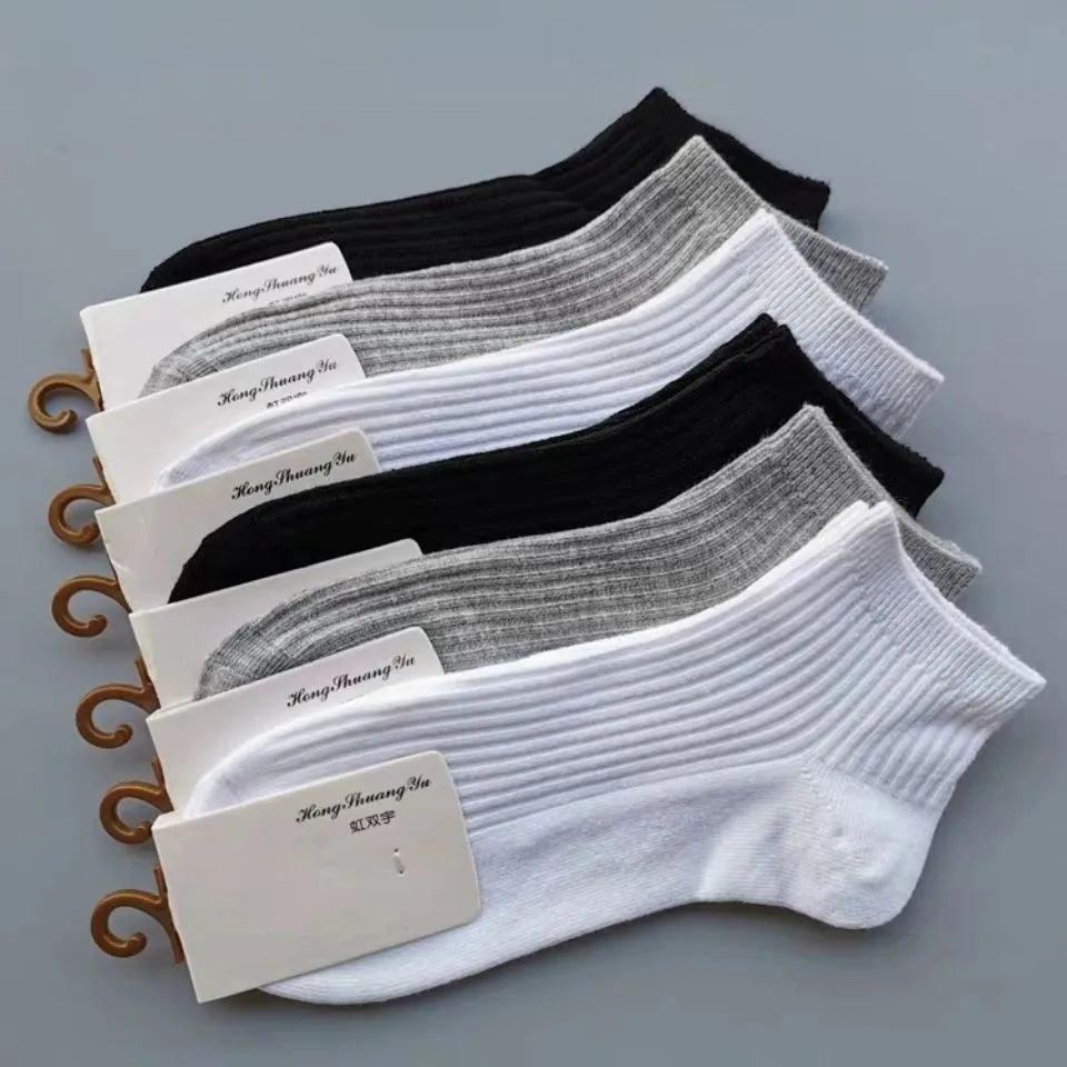 5 Pairs 1 Lot Men Women Socks Unisex Ankle Socks 100 cotton 1 Pack Set Solid Color Short Low Cut Sock White Black Sox Soks