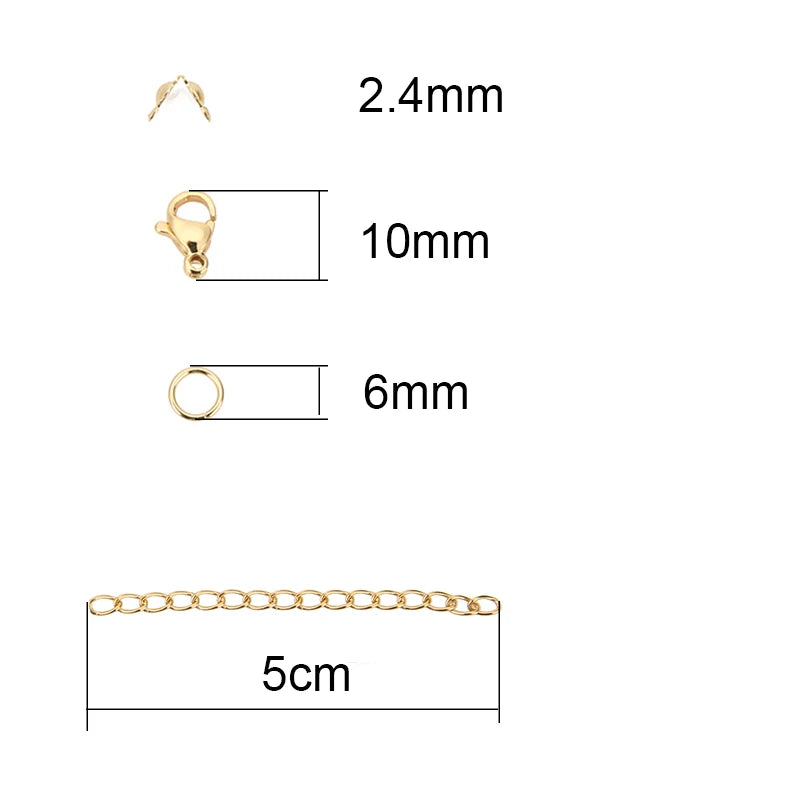Stainless Steel  Jewelry Making Kit Set Box  Jump Rings Lobster Clasps End Crimp Bead Cover ForSupplies Diy Necklace Accessories