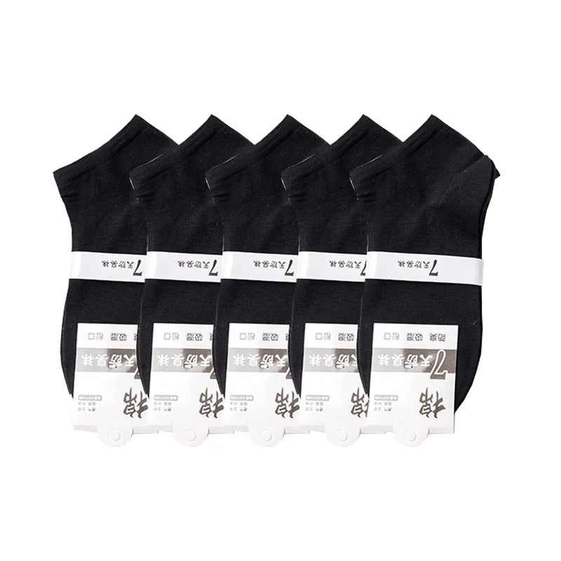 5 Pairs 1 Lot Cotton Socks Pack Men Solid Color White Black Gray Thin Breathable Wholesale Hommes Summer Socks Set Calcetines